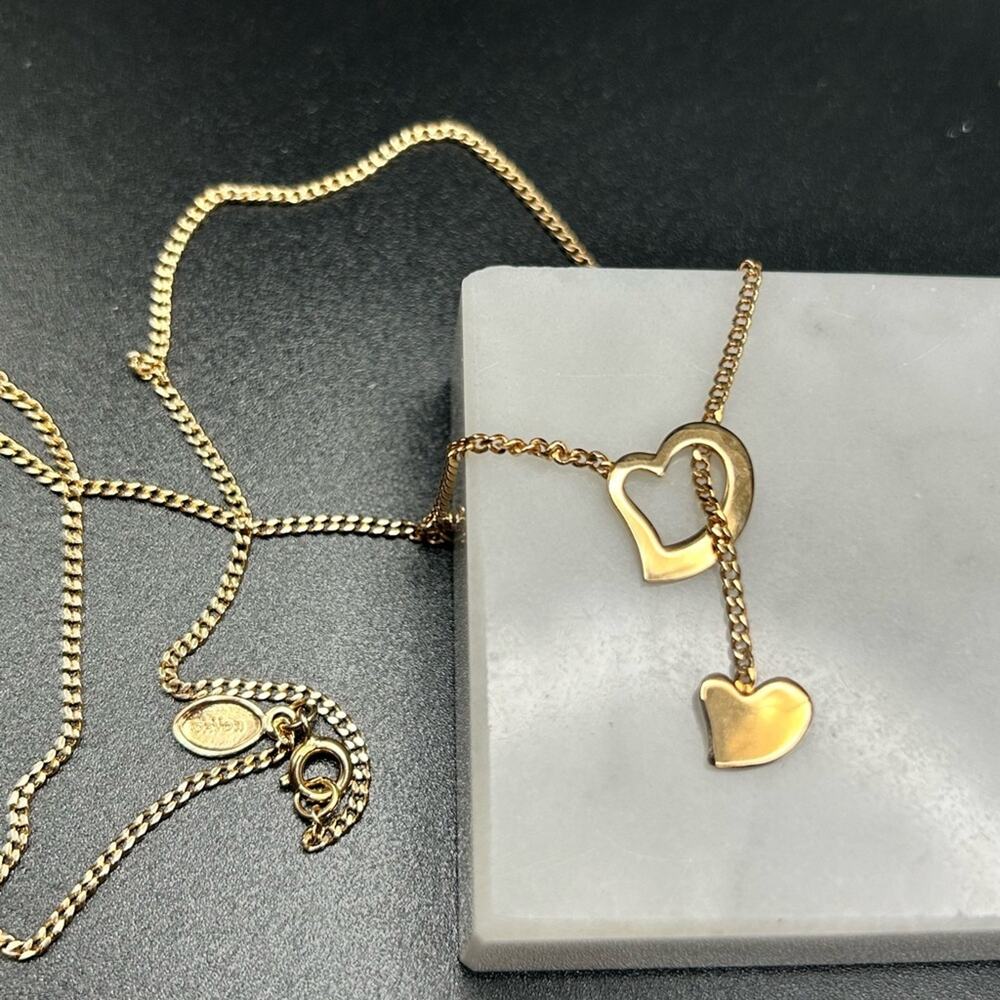 L0152 Avon chain necklace drop Heart gold tone 15” Vintage